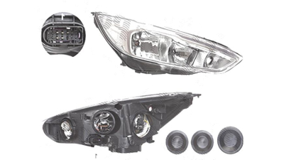 Far Ford Focus 3, 10.2014-, fata, Dreapta, cu LED daytime running light; H1+H7+LED+PY21W; electric; silver; cu motor;