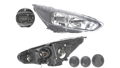 Far Ford Focus 3, 10.2014-, fata, Dreapta, H1+H7+PY21W+W5W; electric; negru; cu motor, DEPO
