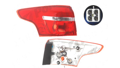 Stop spate lampa Ford Focus 3, 10.2014-, spate, Stanga, Combi, partea exterioara; P21W+PY21W+W5W; fara suport bec, DEPO