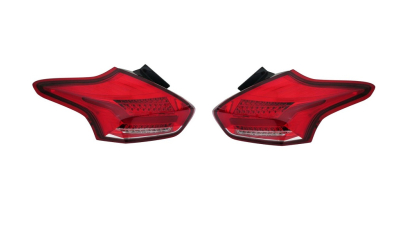 Set stopuri tuning FORD FOCUS III, 10.2014-08.2018, partea stanga+dreapta, Taiwan, indicator dinamic; cu Lampa pozitie parcare fibra optica; LED; rosu, transparent