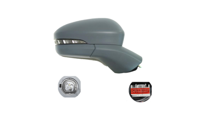 Oglinda exterioara Ford Mondeo, 03.2015-, Dreapta, reglare electrica; grunduit; incalzita; geam asferic; cromat; pliere electrica; 9 pini; cu semnalizare; cu lampa perimetru; brat oglinda grunduit