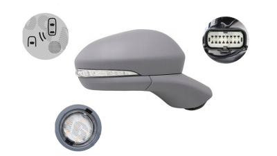 Oglinda exterioara Ford Mondeo, 03.2015-, Dreapta, reglare electrica; grunduit; incalzita; cu functie detectie unghi mort; geam asferic; cromat; pliere electrica; 11 pini; cu semnalizare; cu lampa perimetru; brat oglinda grunduit, View Max