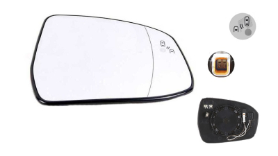 Geam oglinda exterioara cu suport fixare Ford Mondeo, 03.2015-, Dreapta, geam asferic; cromat; cu functie detectie unghi mort, View Max