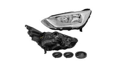 Far FORD C-MAX, 10.2014-, partea stanga, VALEO, cu "lumina timp de zi" tip LED; H1+H7; electric; cu becuri; halogen