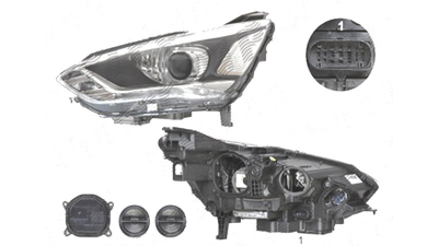 Far Ford C-Max, 05.2015-, fata, Stanga, xenon; cu lumini pentru curbe; cu LED daytime running light; D3S+H1; electric; silver; cu gas bec xenon; cu ballast; cu becuri; cu LED control unit, VALEO