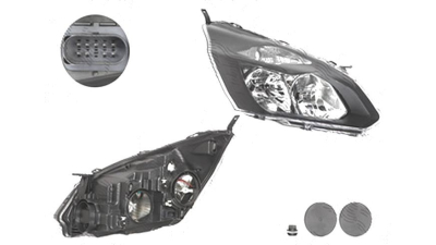 Far Ford Transit/Tourneo Custom, 03.2013-, fata, Dreapta, cu daytime running light; H15+H7+PY21W+W5W; electric; negru; cu motor, DEPO