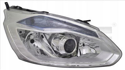 Far Ford Transit/Tourneo Custom, 03.2013-05.2016, fata, Dreapta, cu lumini de curbe; lense; cu daytime running light; H1+H15+H7; electric; silver; cu motor;