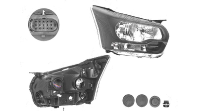 Far Ford Transit, 06.2016-, fata, Dreapta, cu daytime running light; H15+H7+PY21W+W5W; electric; negru; cu motor, TYC