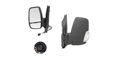 Oglinda exterioara Ford Transit/Tourneo, 01.2014-, Stanga, reglare electrica; texturat; incalzita; scurt; geam convex; cromat; 6 pini; semnalizare alba, View Max