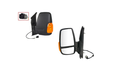 Oglinda exterioara Ford Transit/Tourneo, 01.2014-, Stanga, reglare electrica; texturat; incalzita; scurt; geam convex; cromat; 6 pini; cu semnalizare galbena , View Max