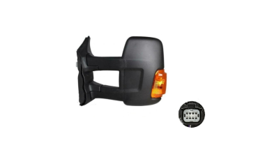 Oglinda usa exterioara Ford Transit/Tourneo, 01.2014-, partea Stanga, ajustabil manual; textil; sticla convexa; geam cromat; cu semnalizator galben; brat lung, View Max