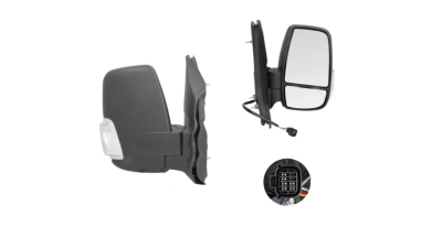 Oglinda exterioara Ford Transit/Tourneo, 01.2014-, Dreapta, reglare electrica; texturat; incalzita; scurt; geam convex; cromat; 6 pini; semnalizare alba, View Max