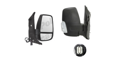 Oglinda exterioara Ford Transit/Tourneo, 01.2014-, Dreapta, reglare electrica; texturat; incalzita; scurt; geam convex; cromat; pliere electrica; 8 pini; semnalizare alba, View Max