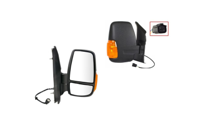 Oglinda exterioara Ford Transit/Tourneo, 01.2014-, Dreapta, reglare electrica; texturat; incalzita; scurt; geam convex; cromat; 6 pini; cu semnalizare galbena , View Max