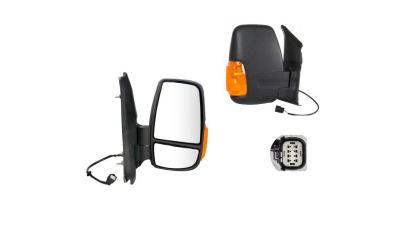 Oglinda exterioara Ford Transit/Tourneo, 01.2014-, Dreapta, reglare electrica; texturat; incalzita; scurt; geam convex; cromat; pliere electrica; 8 pini; cu semnalizare galbena , View Max