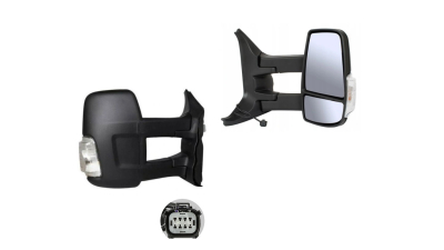 Oglinda usa exterioara Ford Transit/Tourneo, 01.2014-, partea Dreapta, ajustabil manual; textil; sticla convexa; geam cromat; cu semnalizator alb; brat lung, View Max