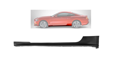 Ornament prag Ford Mustang, 01.2015-07.2018; Mustang, 05.2018-, Fata, partea Stanga, din plastic, Aftermarket