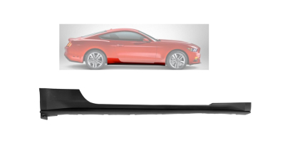 Ornament prag Ford Mustang, 01.2015-07.2018; Mustang, 05.2018-, Fata, partea Dreapta, din plastic, Aftermarket