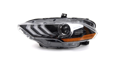 Far FORD MUSTANG, 05.2018-, partea Stanga, TYC, cu 'lumina timp de zi' tip LED; Tip=USA; LED; manual; cu insertie galbena; LED