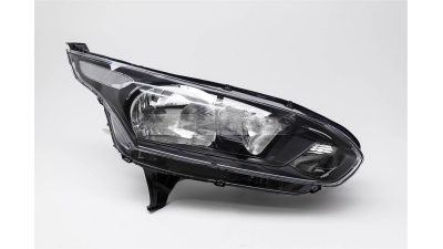 Far Ford Transit/Tourneo Connect, 03.2013-, Dreapta, tip bec H15+H7, reglare electrica, cu lumini de zi, cu motoras reglare far, ECE, culoare negru, TYC, 1807870, 1819686