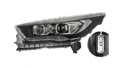 Far Ford Kuga, 02.2016-, fata, Stanga, ST-Line, bi-xenon; cu lumini de curbe; cu LED daytime running light; D3S+H1+LED; electric; negru, transparent cu alb insert; cu motor, VALEO