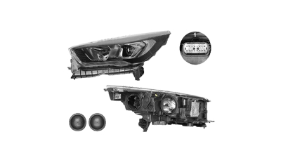 Far Ford Kuga, 02.2016-, St-Line, partea Stanga, cu lumina timp de zi tip LED; H1+H7+LED; electric; negru, transparent cu finitie alba; cu becuri; cu unitate control LED, VALEO