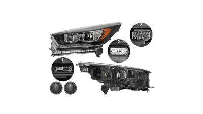 Far Ford Kuga, 02.2016-, St-Line, partea Dreapta, bi-xenon; cu lumina pentru curbe; cu lumina timp de zi tip LED; D3S+H1+LED; electric; negru, transparent cu finitie galbena; fara bec descarcare; fara ballast; fara unitate control LED, VALEO