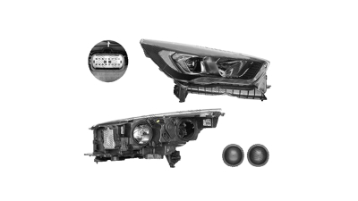 Far Ford Kuga, 02.2016-, St-Line, partea Dreapta, cu lumina timp de zi tip LED; H1+H7+LED; electric; negru, transparent cu finitie alba; cu becuri; cu unitate control LED, VALEO