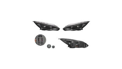 Set faruri tuning Ford Focus 3 12.2010-11.2014 BestAutoVest partea dreapta+stanga H1+H1 manual cu led de pozitie, transparent-negru