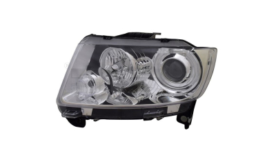 Far JEEP COMPASS (PK), 03.2011-08.2014; GRAND CHEROKEE (WK2), 07.2010-07.2013, TYC, fata, partea stanga, tip bec H9+P27/7W; electric; argintiu; cu motor;