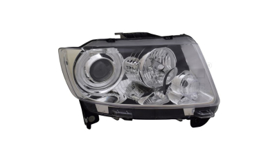 Far JEEP COMPASS (PK), 03.2011-08.2014; GRAND CHEROKEE (WK2), 07.2010-07.2013, TYC, fata, partea dreapta, tip bec H9+P27/7W; electric; argintiu; cu motor;