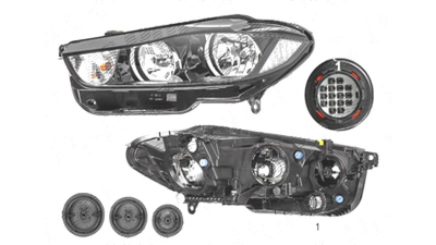 Far Jaguar Xe (X760), 06.2015-, fata, Stanga, cu LED daytime running light; H15+H7+PSY24W; electric; cu motor;