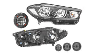 Far Jaguar Xe (X760), 06.2015-, fata, Dreapta, cu LED daytime running light; H15+H7+PSY24W; electric; cu motor;