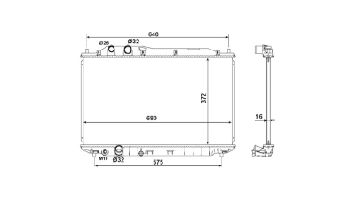 Radiator racire Honda Civic (Fa/Fg) Usa, 2006-2011, Motorizare 1, 6 83kw; 1, 8 103kw Benzina, tip climatizare Cu/fara AC, cutie Manuala, tip Denso, diametru intrare/iesire 32/32mm, dimensiune 678x375x16mm, Cu lipire fagure prin brazare, KOYO