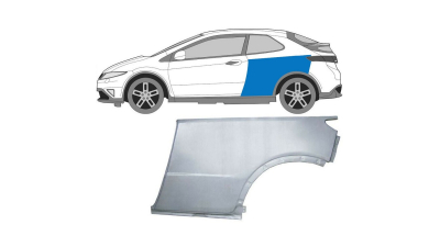 Segment aripa spate HONDA CIVIC (FN/FK) (Hatchback), 10.2005-09.2011, cu 3 usi, spate, partea stanga, mare; otel galvanizat
