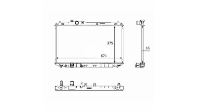 Radiator racire Honda Civic, 01.2012-, Civic Usa 01.2012-, Motorizare 1, 8 104kw Benzina, tip climatizare Cu/fara AC, cutie Manuala, dimensiune 671x375x16mm, Cu lipire fagure prin brazare, KOYO