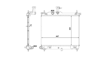 Radiator racire Hyundai I10 (Pa), 04.2008-2013, Motorizare 1, 1 49kw; 1, 1 Crdi 55kw; 1, 2 57kw Diesel/Benzina, tip climatizare Cu/fara AC, cutie Manuala, dimensiune 444x349x17mm, Cu lipire fagure prin brazare, Aftermarket