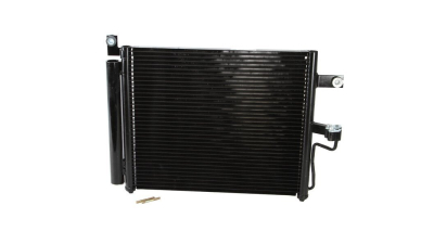 Condensator climatizare Hyundai Accent, 01.2000-02.2003, motor 1.3, 63 kw; 1.5, 73 kw benzina, cutie manuala, full aluminiu brazat, 470(425)x365x17 mm, cu uscator si filtru integrat