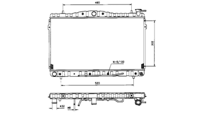 Radiator racire Hyundai Coupe, 1996-2002, Hyundai Lantra, 02.1995-06.2000, Motorizare 1, 5 65kw; 1, 6 84kw; 1, 8 94kw; 1, 9 D 50kw; 2, 0 102kw Benzina, tip climatizare Cu/fara AC, cutie automata, dimensiune 668x375x16mm, Cu lipire fagure prin brazare, Aft