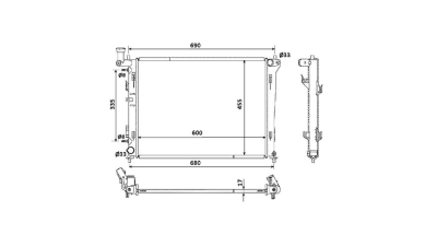 Radiator racire Kia Cee'd/Pro Ceed, 2007-2012 1,4 80kw; 1,6 90 Kw; 2,0 102/105kw Benzina, Automat, Cu/fara AC, diametru intrare/iesire 34/34mm, 599x448x16, Cu lipire fagure prin brazare Aftermarket