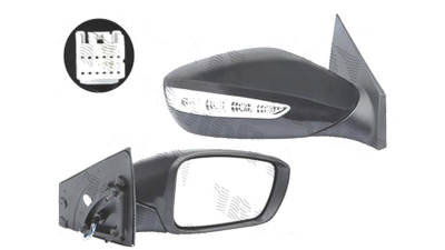 Oglinda exterioara Hyundai Sonata (Yf), 09.2009-05.2014, Dreapta, reglare electrica; carcasa neagra; incalzita; geam convex; cromat; cu semnalizare