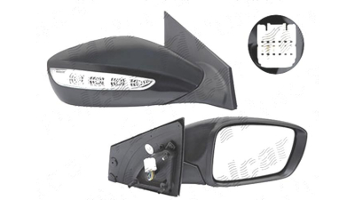 Oglinda exterioara Hyundai Sonata (Yf), 09.2009-05.2014, Dreapta, reglare electrica; carcasa neagra; incalzita; geam convex; cromat; pliere electrica; cu semnalizare