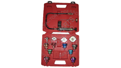 Tester presiune radiator racire motor, pompa cu manometru, termometru, adaptori radiator apa 