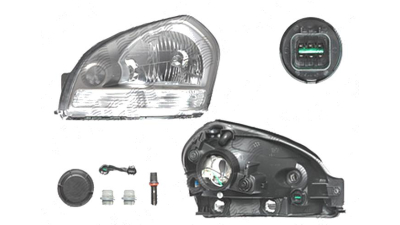Far Hyundai Tucson (Jm), 06.2004-10.2009, fata, Stanga, H4; electric; semnalizare alba, grey reflector rim; fara motoras, DEPO