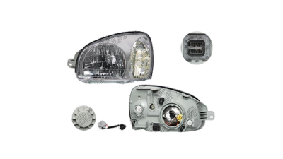 Far Hyundai Santa Fe (SM) 02.2001-03.2006 DEPO partea Dreapta tip bec H4, carcasa gri, electric