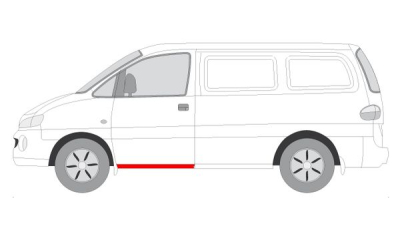 Piesa de reparatie prag Hyundai H1, 02.2008-12.2014, partea Stanga=Dreapta, sub usa fata; lungime 815 mm, Aftermarket