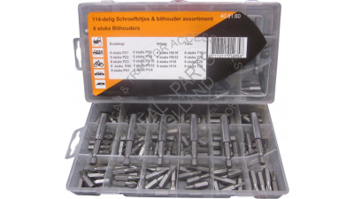 Set biti 114 buc, PZ1 PZ2 PZ3 PH0 PH1 PH2 P1/8 P3/16 P5/32 P1/4 H5/16 H5/32 H1/8 H1/4 T10 T25 T20 T30 