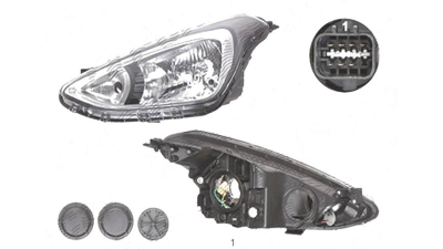 Far Hyundai I10 (Ba), 01.2014-, fata, Stanga, H4+PY21W+W5W; electric; fara motoras, DEPO