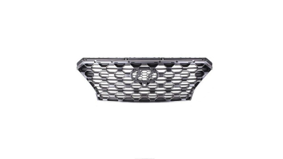 Grila radiator HYUNDAI SANTA FE (TM), 02.2018-, fata, Cu gaura pentru camera; 'smoked black', gri inchis