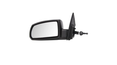 Oglinda usa exterioara Kia Rio (De), 01.2005-09.2011, partea Stanga, ajustarea prin cablu; carcasa neagra; sticla convexa; geam cromat, Aftermarket